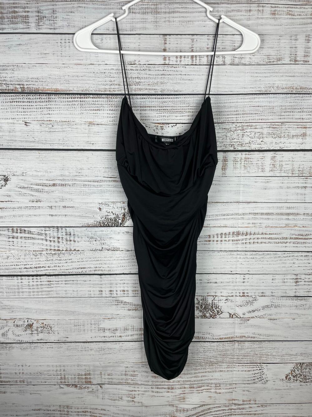 Missguided Slinky Ruched Bust Cami Mini Dress Black NEW US 6 Formal Dance Sexy